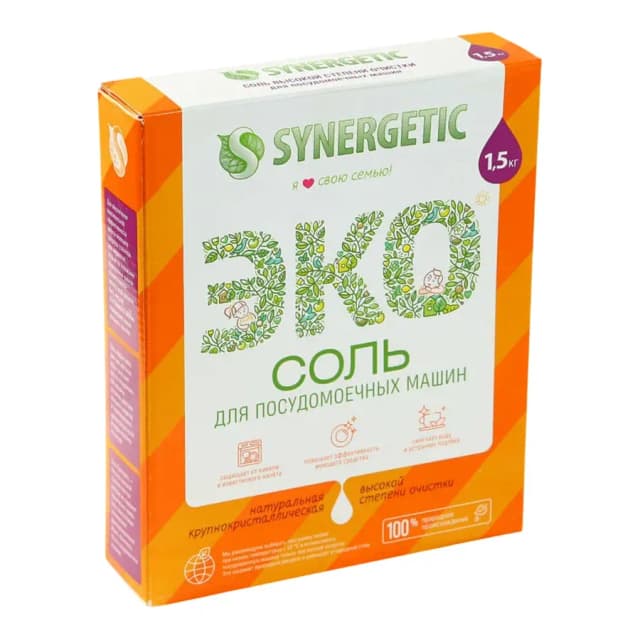Соль от накипи в посудомоечных машинах Synergetic 102753 1.5кг