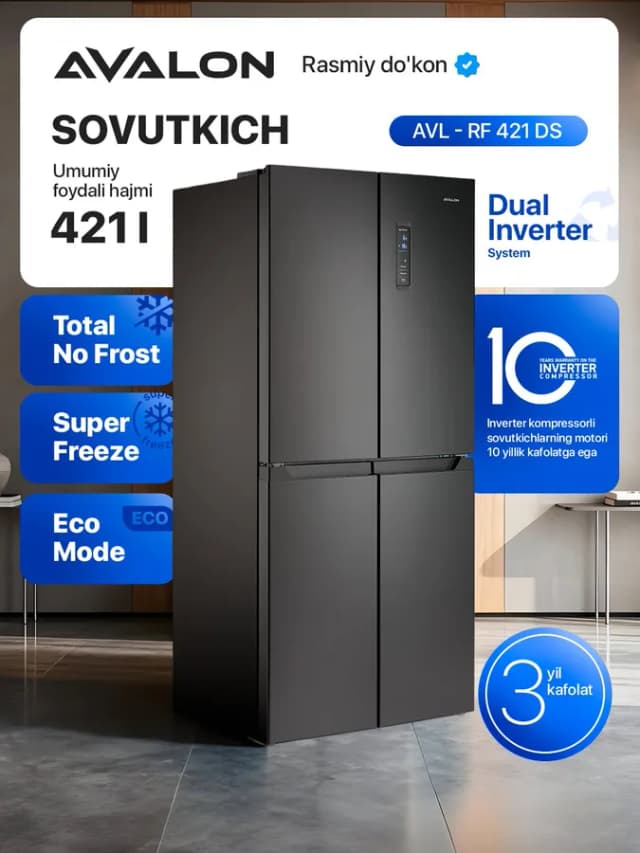 Холодильник Avalon AVL-RF421 DS, черный-серебряный