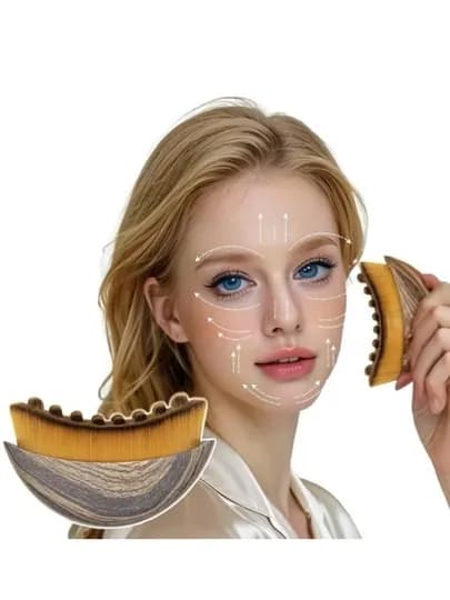 Массажная щётка для лица, глаз и шеи, с контейнером для хранения — LANESSA-MASAJYOR1-БЕЖЕВ