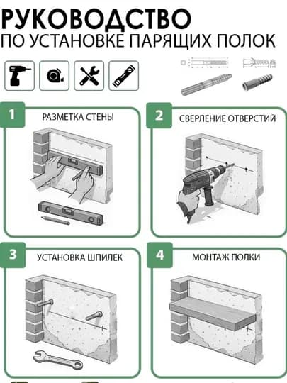 Навесные полки – МДФ, деревянная полка, настенная полка, мебель, книжная полка, Россия — IRODAS-POLKAC-СЕРЫЙ-polka2-polka20