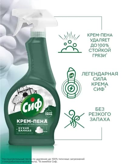 Чистящее средство спрей Cif для уборки дома: ванной, кухни, стекол и мебели, 500 мл