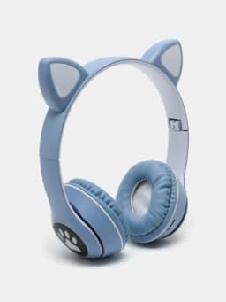 Беспроводные наушники Cat Ear, с светящимися кошачьими ушками, Bluetooth — MAG100-CAT1-ЛАЗУР