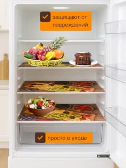 Коврики для холодильника, набор 4 шт, коврик для кухни, коврики на полку — MARIA-6917RUG-ЗЕЛЕН