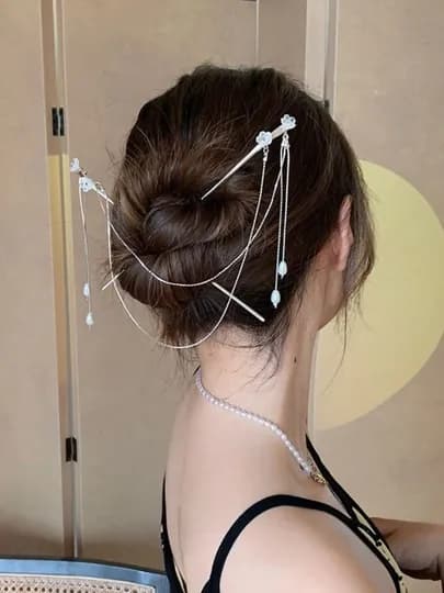 Китайская палочка-шпилька для волос — MOLLISS-KANZASHI2-БЕЛЫЙ