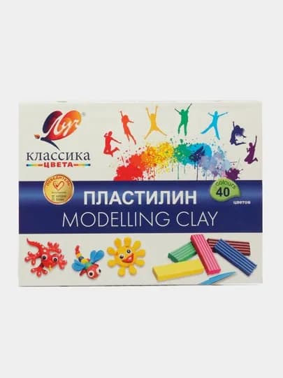 Пластилин «Луч Классика» 40 цветов — мягкий, яркий, не липнет к рукам. 30С 1922-08