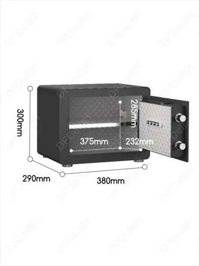 Сейф 300*380*290 ET570 Deli электронный ключ + цифровой ключ, черный, 18 кг — DFDELI-ET570