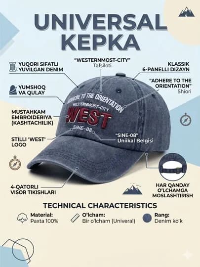Кепка мужская, кепка, кепки, бейсболка мужская, WEST