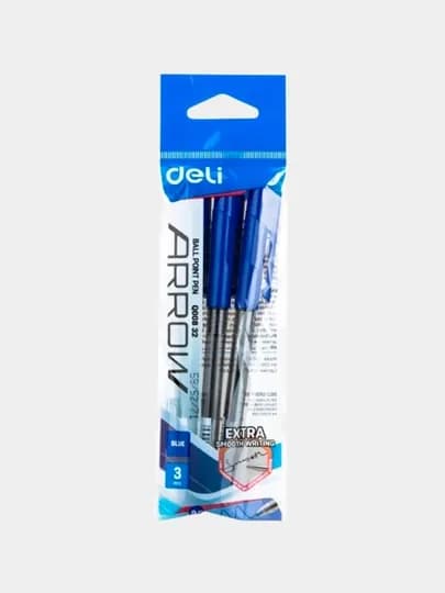 Ручка шариковая 0,5мм EQ115-BL (сн) Deli, по 3 штуки