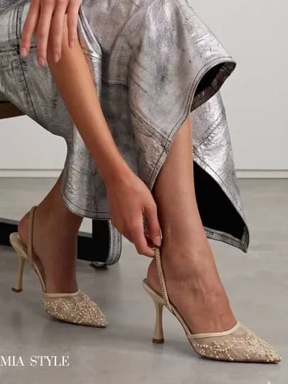 Элегантные женские туфли ZARA на каблуке с бусинами, Турция, размер в размер — MIASTYL-INCIZARA-КРЕМОВ-38