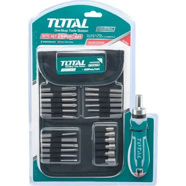 TOTAL TACSD30266 buriluvchan (reversiv) otvёrtka nasadkalar bilan
