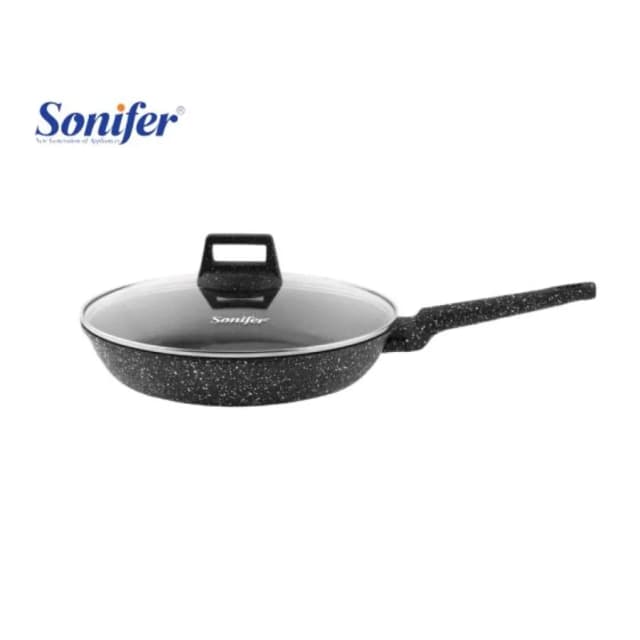 Sonifer 1130 Black shisha qopqog'i va yopishmaydigan qoplamali 24 sm Sonifier qaynoqga bardoshli granit Pan