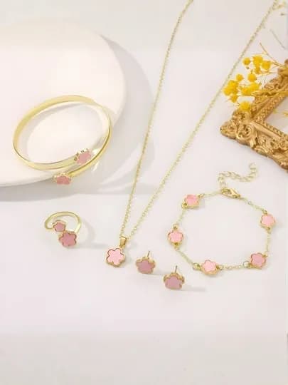 Коллекция украшений Van Cleef, колье, серьги, кольцо, цепочка для женщин — BARETTE-VCSETS-ПУДР