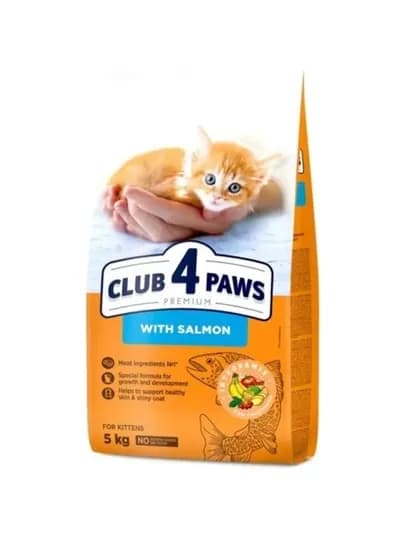 Корм сухой для котят Club 4 Paws Kitten Salmon, 5 кг, с лососем