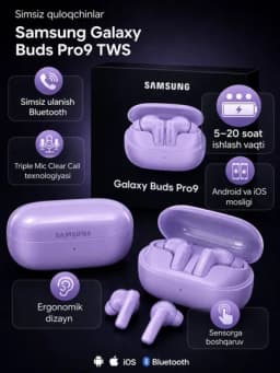 Беспроводные наушники Samsung Galaxy Buds Pro9 TWS, Bluetooth, ANC шумоподавление — STAR25-BUDSPRO925-СИРЕН
