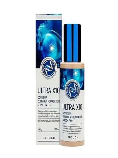 ENOUGH, Тональный крем 8 peptide Rich Gold Ultra X10Full Cover Perfect Foundation SPF50 — PARFFUM-ULTRA10-СИНИЙ-13