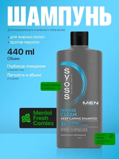 Шампунь Syoss Men чистота и прохлада, 440 мл — CFY-P08C6C6