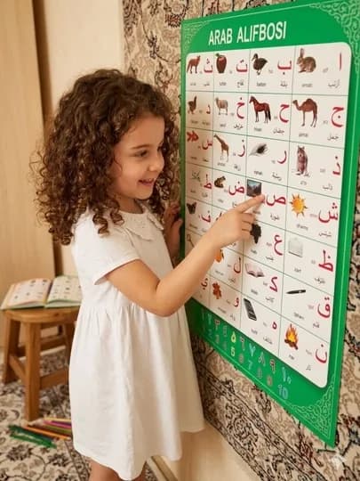Плакат с алфавитом, животными, фруктами, овощами, для детей — NSHF-PLAKATLAR-ЗЕЛЕН