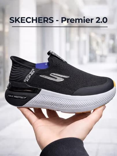Skechers Premier 2.0 мужские слипоны-кроссовки, весна-лето, технология Hands-Free, 40-45 — BGSHOE-MAXPROTECT-ЧЕРН-43
