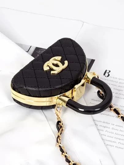 Мини косметическое зеркало-сумочка, кросс-боди, с цепочкой, в стиле CHANEL — MANISA-МИНИСУМКА-ЧЕРНСТЕ