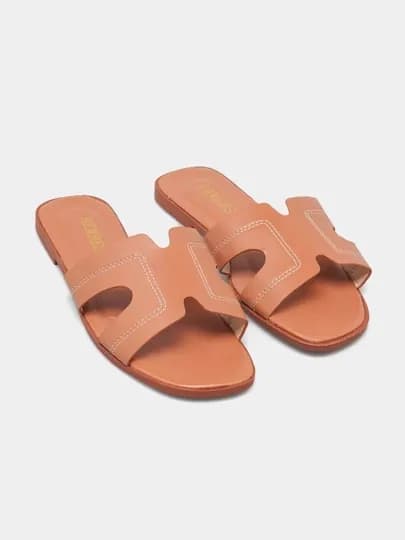 Тапочки женские летние в стиле Hermes 36–41. Модные женские шлепки маломерят на 1 размер — SHOESTS-SHOESTJENTAP-ОРАНЖ-40
