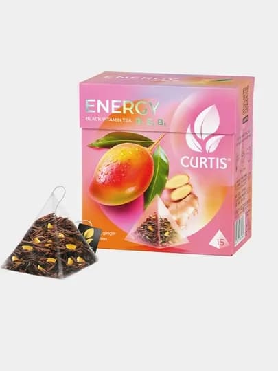 Чай Curtis "Energy Tea" черный, ароматный, 15x1,7 г, пирамидка