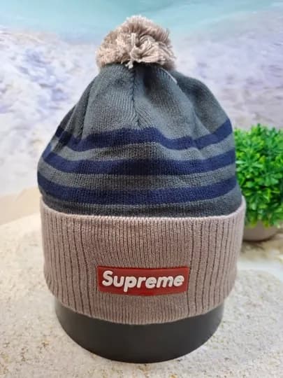 Шапка Supreme, мужская, универсальная, c помпоном, 55-60 см