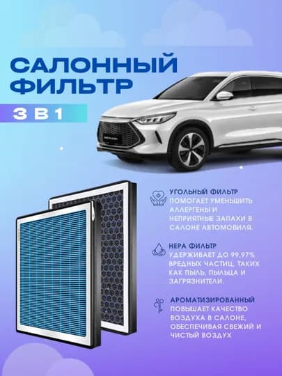 Двуслойный воздушный салонный фильтр HEPA N95, для BYD SONG PLUS DMI, BYD SONG PRO