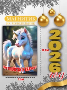 Магнит на холодильник "Лошадь символ года 2026", подарок на новый год — GIFTSSS-2026YILMAGNIT-БОРДОВ
