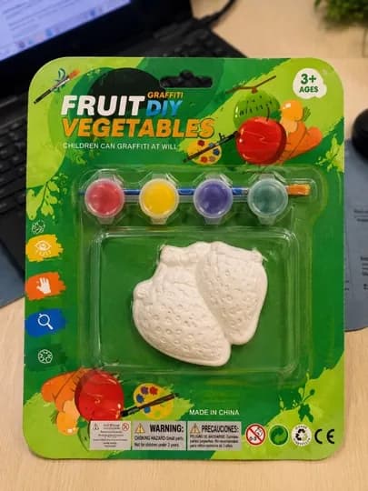 Набор для раскрашивания гипсовых фигурок детям DIY Fruits с красками и кисточкой — 2458614-GIPSFIGURKALAR-ВИШН