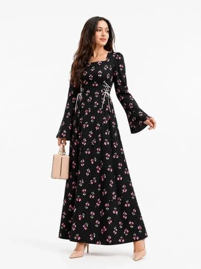 Женское длинное платье, летнее, с поясом на талии — SMBSHOP-LOLAKUYLAK-БОРДОВ-4446