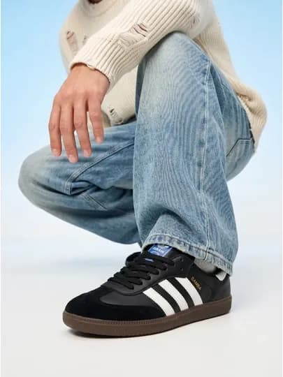 Мужские кеды Adidas Samba Original – белые классические кроссовки — YETTIX-SAMBA-ЧЕРН-42