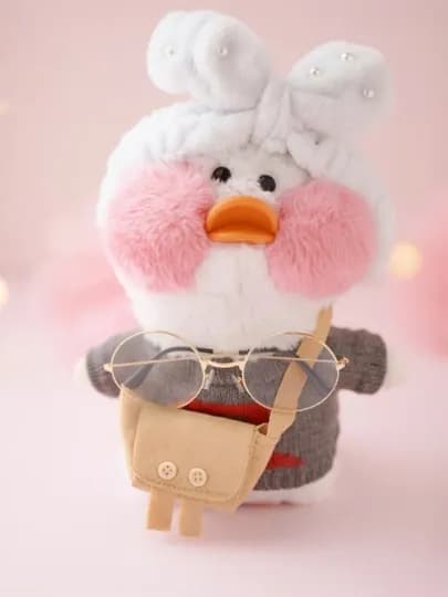Мягкая игрушка утёнок с аксессуарами, в одежде и с сумочкой — TEDDY07-ORDAK-БЕЛЫЙ