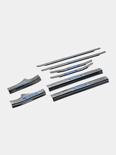 Накладки на пороги Cobalt, Spark, Nexia 1,2,3 Matiz, Lacetti, Damas, Gentra, никель, хром — GARAGE-POROG-ЧЕРН-MATIZ