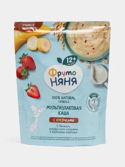 Каша мультизлаковая молочная с бананом, кукурузными хлопьями ФрутоНяня, 200 г