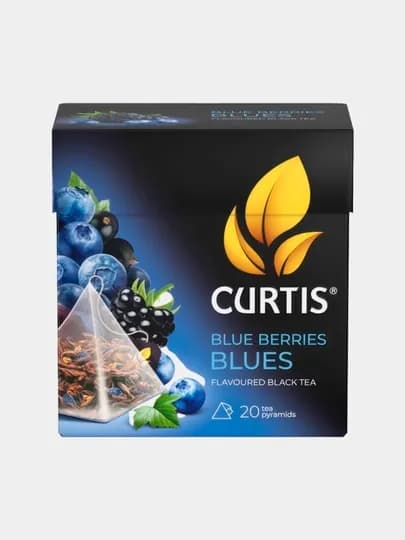 Чай Curtis "Blue Berries Blues"Ягодный Блюз,черный, ароматный, пакет 20 x 1,8 г, пирамидка