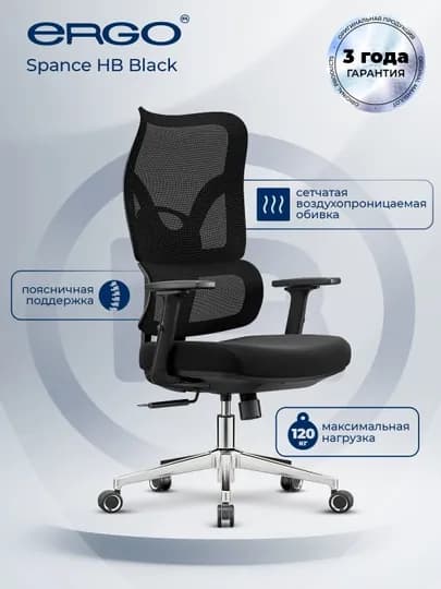 Офисное кресло ERGO Spance HB Black