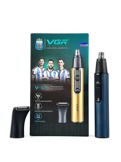 Триммер VGR V-626, 2-в-1, для волос в носу и ушах, нержавеющая сталь, IPX4, USB-C