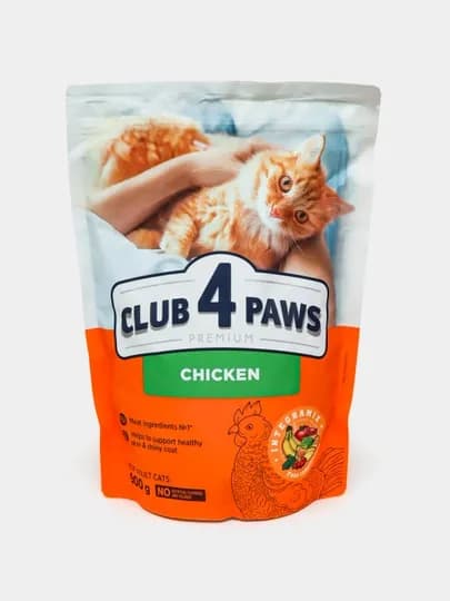 Сухой корм для кошек Club 4 Paws, с курицей, 900 г