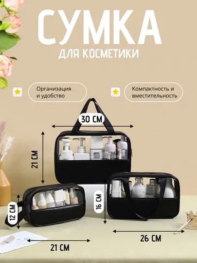 Прозрачная женская сумка для косметики, принадлежностей большой емкости, водонепроницаемая