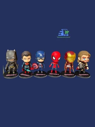 Набор фигурок супергероев Marvel и DC Comics (6 шт) — Тор, Бэтмен, Человек-Паук