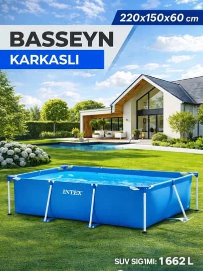 Каркасный бассейн Intex Prism Frame, Metal Frame с выбором объёма от 1662 до 7127 литров — QUVNOQB-KARKASLARQUVNOQ-ГОЛУБ