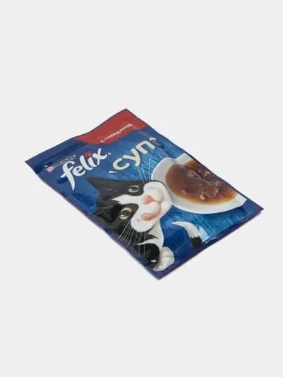Влажный корм для кошек Felix Суп, в соусе с говядиной, 48 г x 36 шт