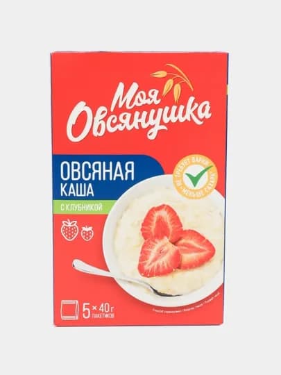 Каша овсяная Увелка, c клубникой, 5 * 40 г