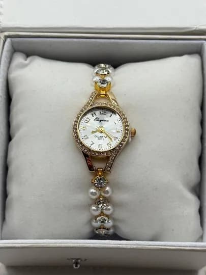 Женские часы с камнями, подарок девушке — 2199-BRASLET-СЕРМЕТ