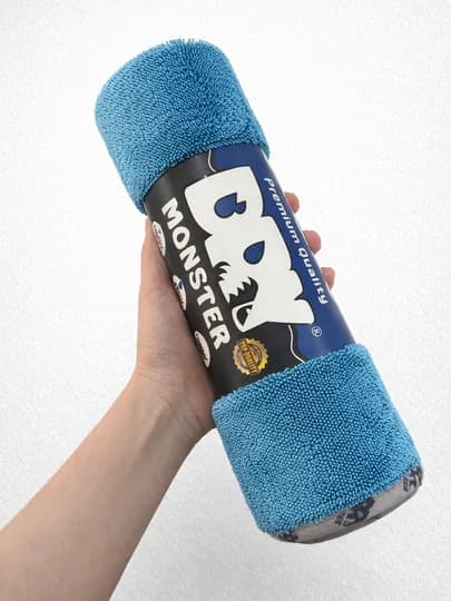 Полотенце из микрофибры DRY MONSTER, 55 × 75 см — супервпитывающее для сушки авто, 600% — IROND-MONSTERSOCHIQ-ЛАЗУР