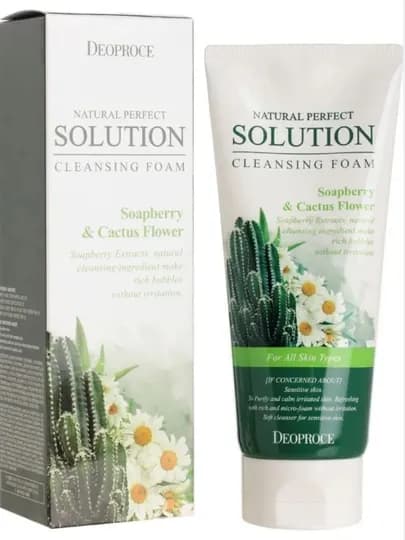 Deoproce Natural Perfect Solution Cleansing Foam — корейская пенка-скраб для умывания — 332211-PENKADEOPROCEYUZUCHUN-БИРЮЗ