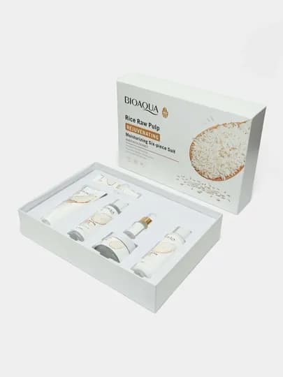 Омолаживающий косметический набор Bioaqua: экстракт риса экстракт розы — LUXPARR-NABORR-БЕЛЫЙ