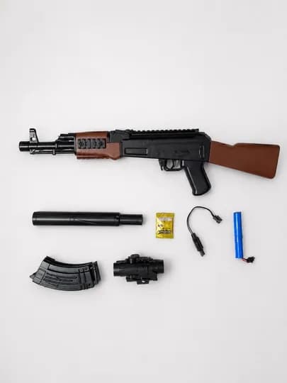 Орбиз автомат AK-47 с аккумулятором 76см прицелом, глушителем игрушечный бластер для детей — TOYPLNT-AKMINI-ТРАКОТ