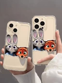 Чехол для iPhone прозрачный с принтом Judy & Nick, ударопрочный силиконовый кейс — TECHLYF-IPHCLRZT001-IP13P01