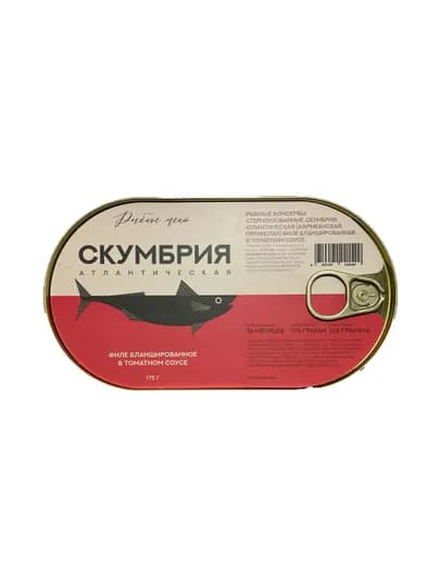 «Рыбное меню» Филе скумбрии атлантической (пятнистая), в томатном соусе (овал), 175 г